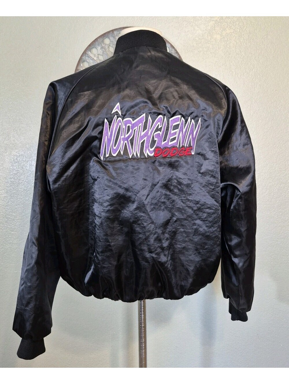 Vintage 70s 80s DUNBROOKE Satin Dodge Bomber Jacket Mens Sz XL USA